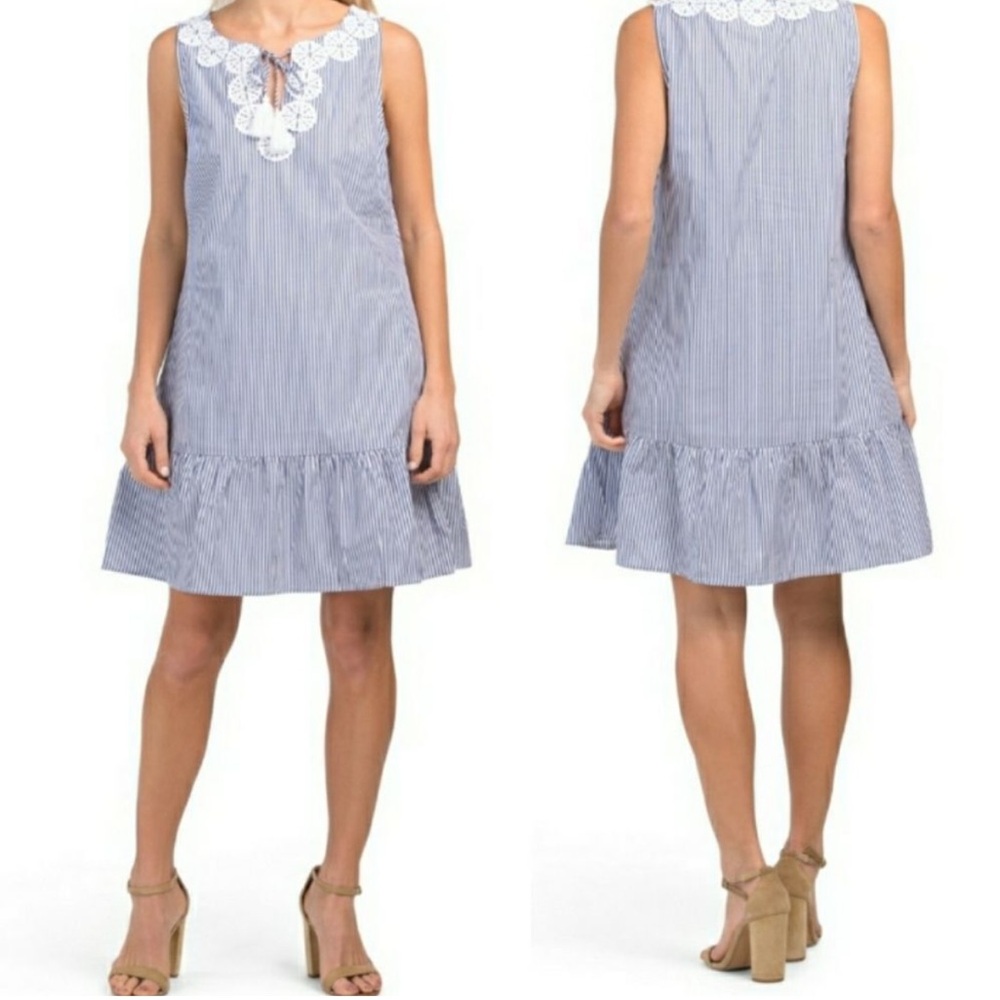 Sail to Sable Blue and White Mini Sundress Size M